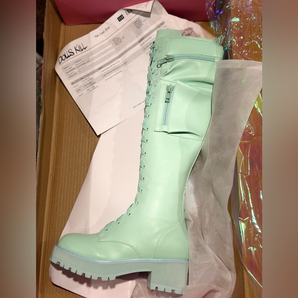 Dolls Kill/ Sugar Thrillz Mint Obsidian Size 8 Combat Boots SOLDOUTSTYLE⚠️NWT⚠️ - Picture 9 of 16